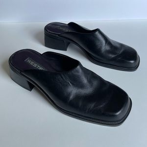 Heeled leather Westies Mules